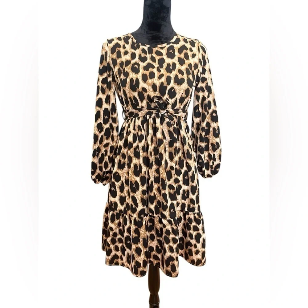 Shein Leopard Animal Print Dress Youth Girls size 11/12Y